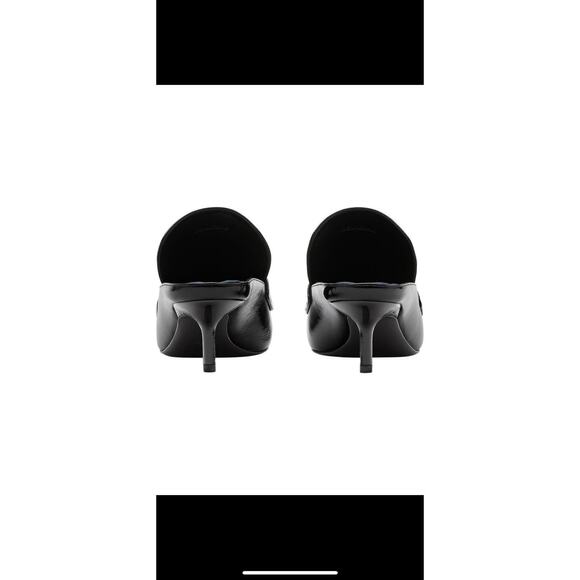 Burberry Sovereign Mule Black Patent Leather Slip On Heels 38.5 (US 8.5) NIB - Picture 2 of 9